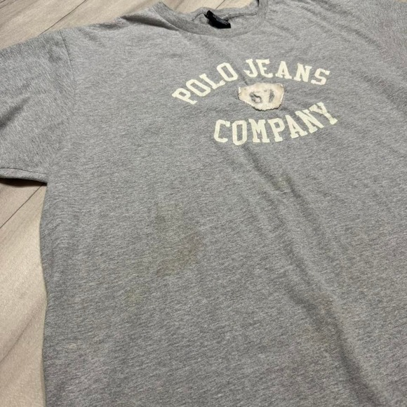 Polo Jeans Co Ralph Lauren Mens XL Gray Graphic T-Shirt 67 Logo Short Sleeve - Picture 4 of 6